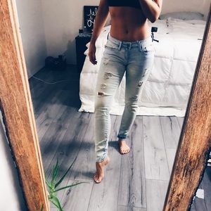 Women's Light Blue Distressed Jeans